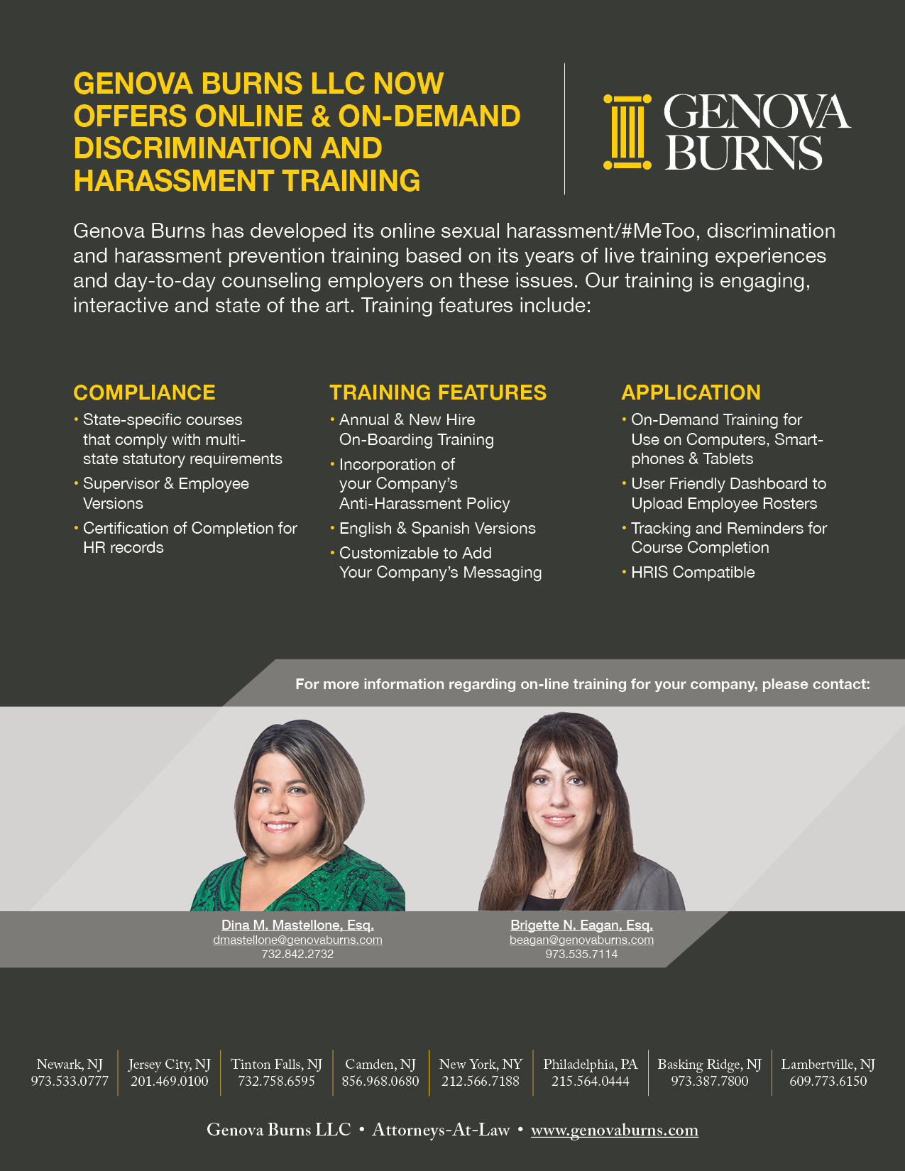 Genova Burns Now Offers On-Line & On-Demand Discrimination and Harassment Training